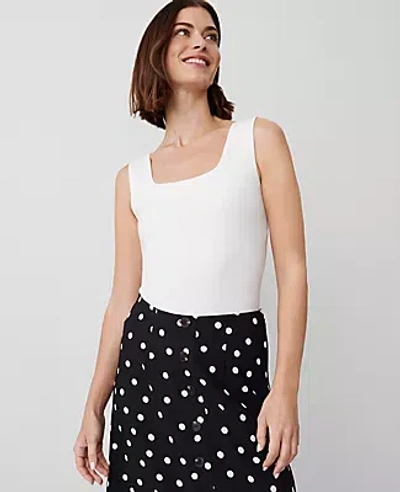 Ann Taylor Square Neck Tank Top In Winter White