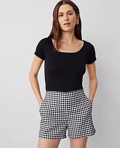 Ann Taylor Petite Square Neck Tee In Black