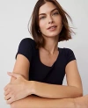 Ann Taylor Square Neck Tee In Night Sky
