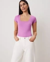 Ann Taylor Square Neck Tee In Orchid Glow