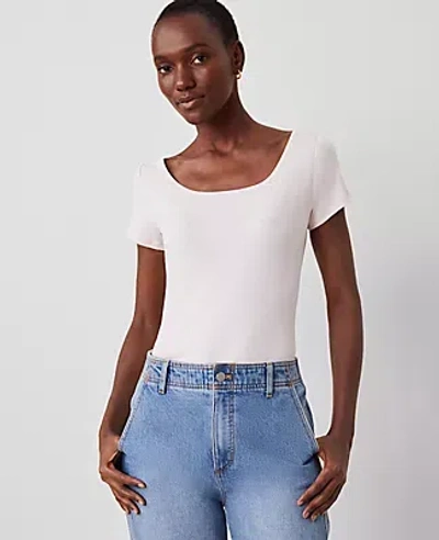 Ann Taylor Square Neck Tee In Pale Peony