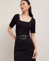 Ann Taylor Square Neck Top In Black