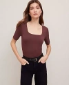 Ann Taylor Square Neck Top In Brown