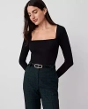 Ann Taylor Square Neck Top In Black