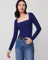 Ann Taylor Square Neck Top In Dark Deep Ocean