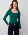 Ann Taylor Square Neck Top In Fresh Evergreen
