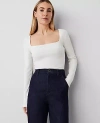Ann Taylor Square Neck Top In Winter White