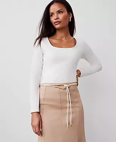 Ann Taylor Square Neck Top In Winter White