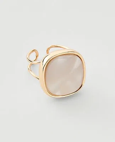 Ann Taylor Square Stone Ring In Goldtone