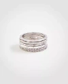 Ann Taylor Crystal Stacked Ring Set In Silver