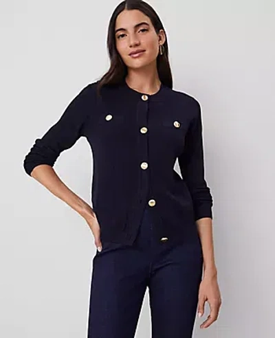 Ann Taylor Stitch Cardigan In Night Sky