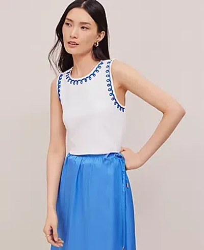 Ann Taylor Stitch Ponte Shell Top In White