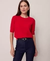 Ann Taylor Stitch Sweater Tee In Red