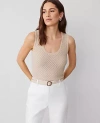 Ann Taylor Stitched Sweater Shell Top In Toasted Oat