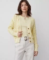 Ann Taylor Stitched V-neck Cardigan In Pale Forsythia