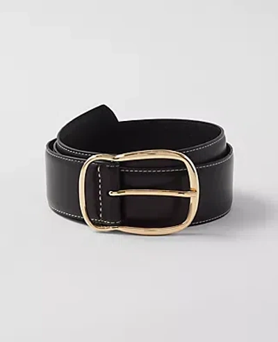 Ann Taylor Stitched Wide Belt In Black