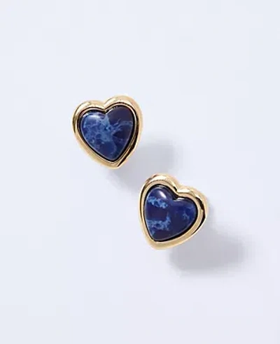 Ann Taylor Stone Heart Stud Earrings In Gold