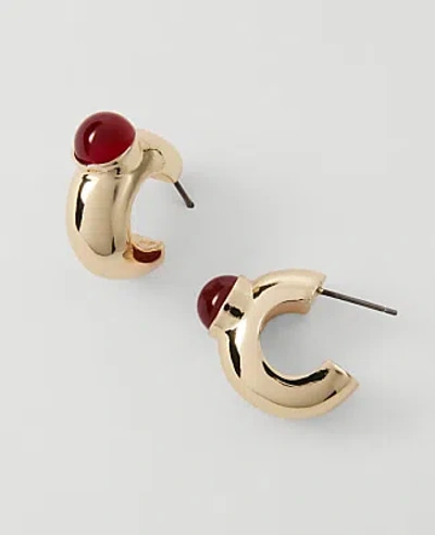 Ann Taylor Stone Mini Hoop Earrings In Rich Merlot