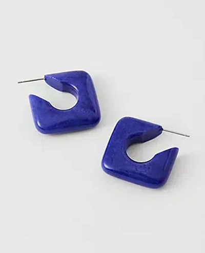 Ann Taylor Stone Square Hoop Earrings In Blue