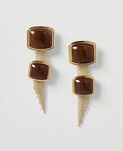 Ann Taylor Stone Tassel Drop Earrings In Goldtone