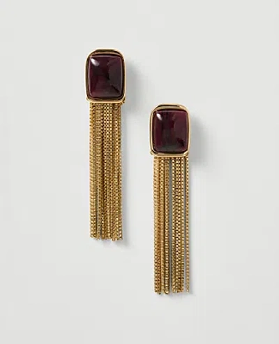 Ann Taylor Stone Tassel Drop Earrings In Goldtone