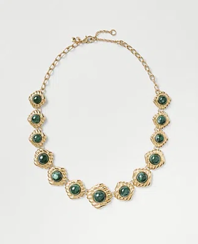 Ann Taylor Stone Textured Necklace In Goldtone