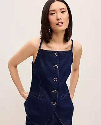 Ann Taylor Strappy Denim Vest Top In Blue