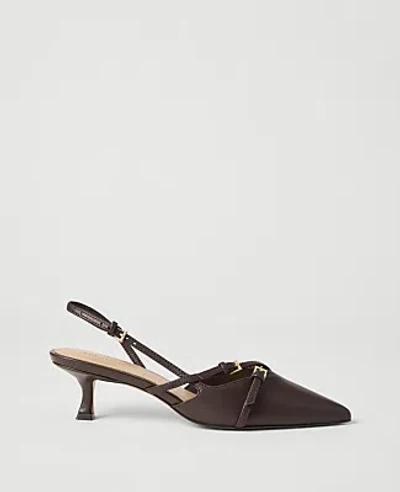 Ann Taylor Strappy Leather Slingback Pump In Burgundy
