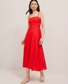 Ann Taylor Petite Strappy Linen Blend Flare Dress
