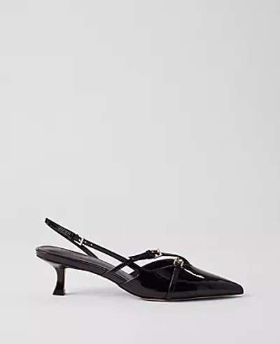 Ann Taylor Strappy Pointy Toe Patent Pump In Black