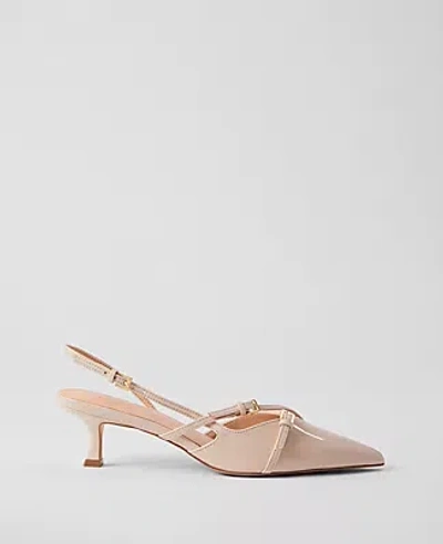 Ann Taylor Strappy Pointy Toe Patent Pump In Pearl Shadow