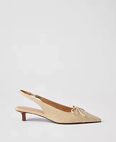 Ann Taylor Straw Bow Kitten Heel Pump In Brown