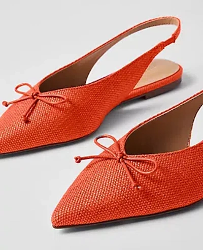 Ann Taylor Straw Bow Slingback Flat In Orange