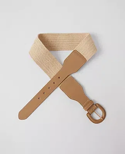 Ann Taylor Straw Covered Buckle Belt In Desert Sand