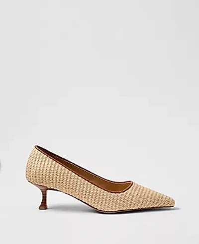 Ann Taylor Straw Nip Toe Kitten Heel Pump In Neutral