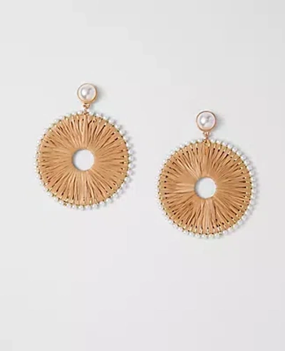Ann Taylor Straw Pearl Embellished Drop Earrings In Gold