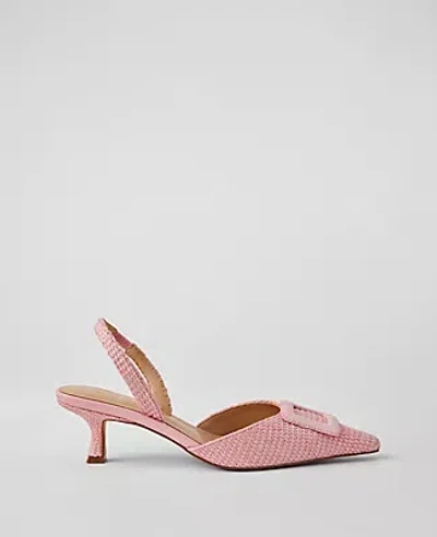 Ann Taylor Straw Pointy Toe Buckle Slingback Pumps In Enchanted Pink