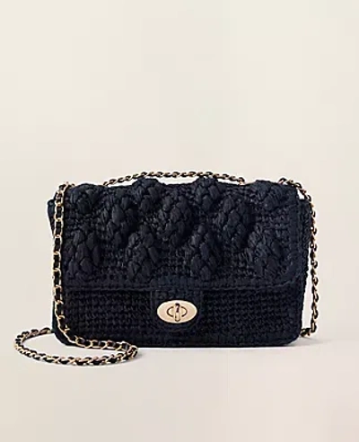 Ann Taylor Straw Shoulder Bag In Black