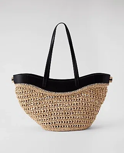 Ann Taylor Straw Tote In Brown
