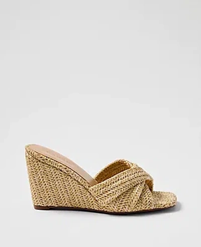 Ann Taylor Straw Wedge Sandal In Gold
