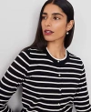 Ann Taylor Stripe Ann Cardigan In Black