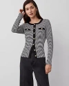 Ann Taylor Stripe Button Knit Jacket In Black/white