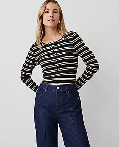 Ann Taylor Stripe Henley Top In Multi
