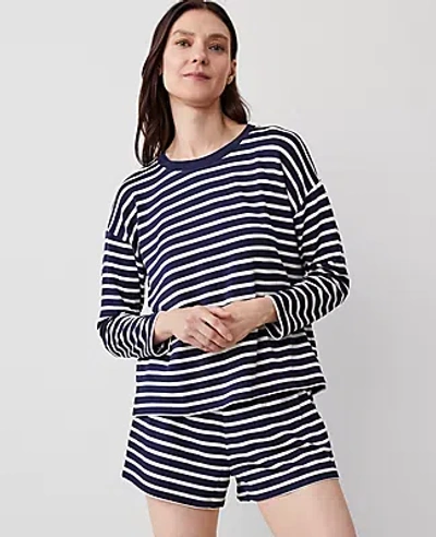 Ann Taylor Stripe Lounge Shirt In Pure Sapphire
