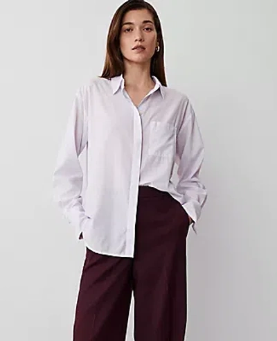 Ann Taylor Stripe Oversize Shirt In Pink/blue Combo