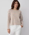 Ann Taylor Stripe Relaxed Long Sleeve Top In French Toast