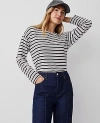 Ann Taylor Stripe Relaxed Long Sleeve Top In Night Sky