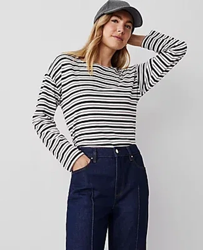 Ann Taylor Stripe Relaxed Long Sleeve Top In Night Sky
