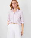ANN TAYLOR STRIPED COTTON RELAXED PERFECT SHIRT