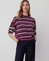Ann Taylor Stripe Relaxed Sweater In Plum Combo